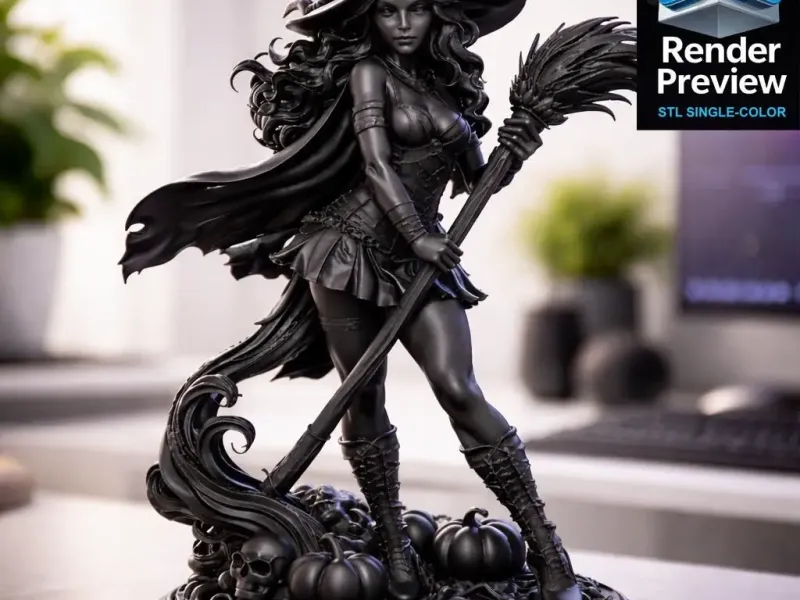 Estatua de bruja STL – Decoración de Halloween de fantasía oscura