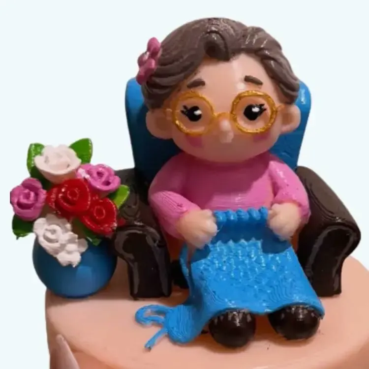 Grandmother knitting ornament