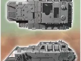 Sci-Fi armored futuristic vehicle carcass with tracks and op-3