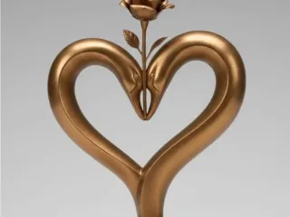 Cisnes com rosa  - escultura, arte e decoração
