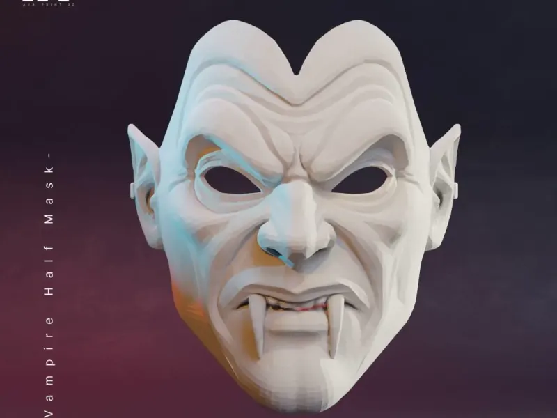 Vampire Half Mask STL –3D Printable Horror Costume Accessory