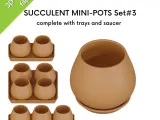 Mini Succulent Pots STL Files: Modern Planter Set #3-0