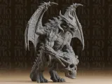 #300_1 Winged Demon Dragon Skull Statue-4