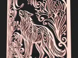 Wolf With Moon Art Nouveau Decorative Panel SVG STL CNC Wall-1