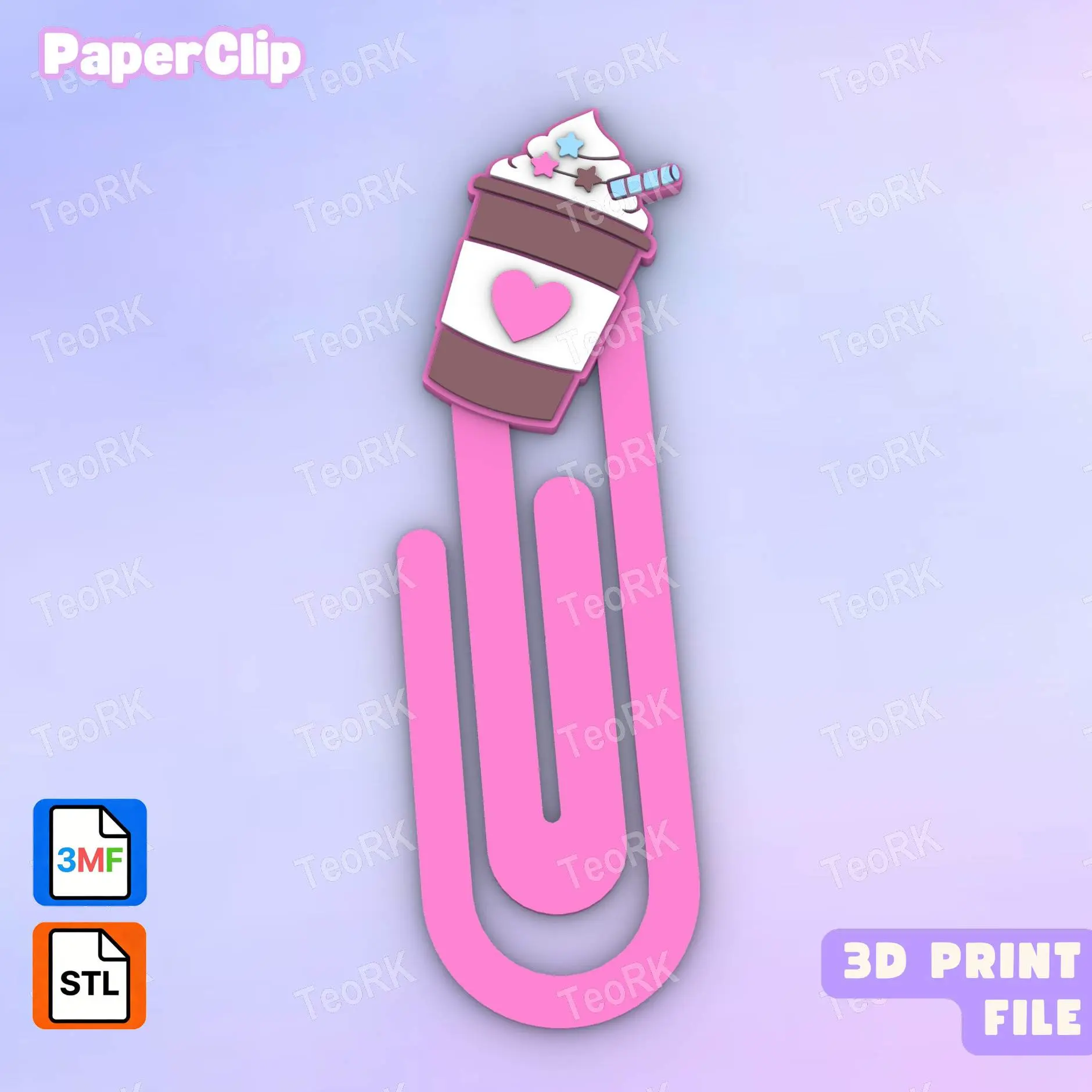 Paperclip coffee with whipped cream - bookmark