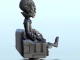 Alien scientist with cranial antennas and high-tech chair (2-4