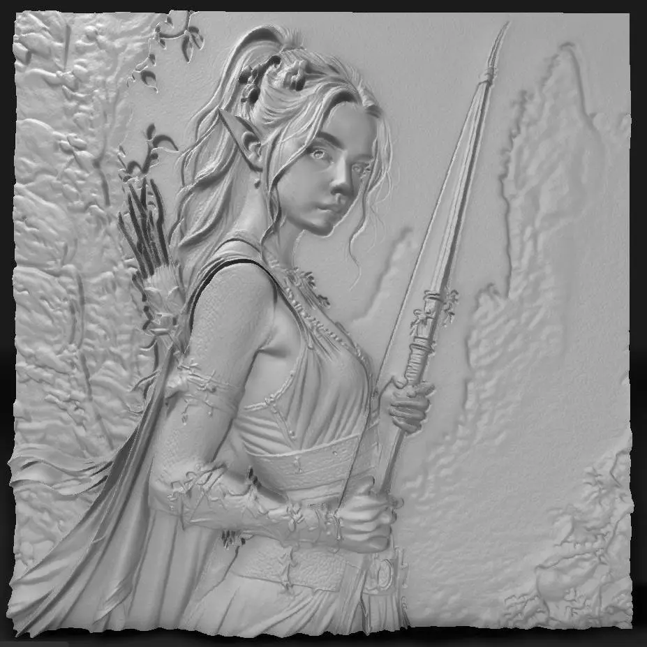 fantasy elf archer on top of stone ruin