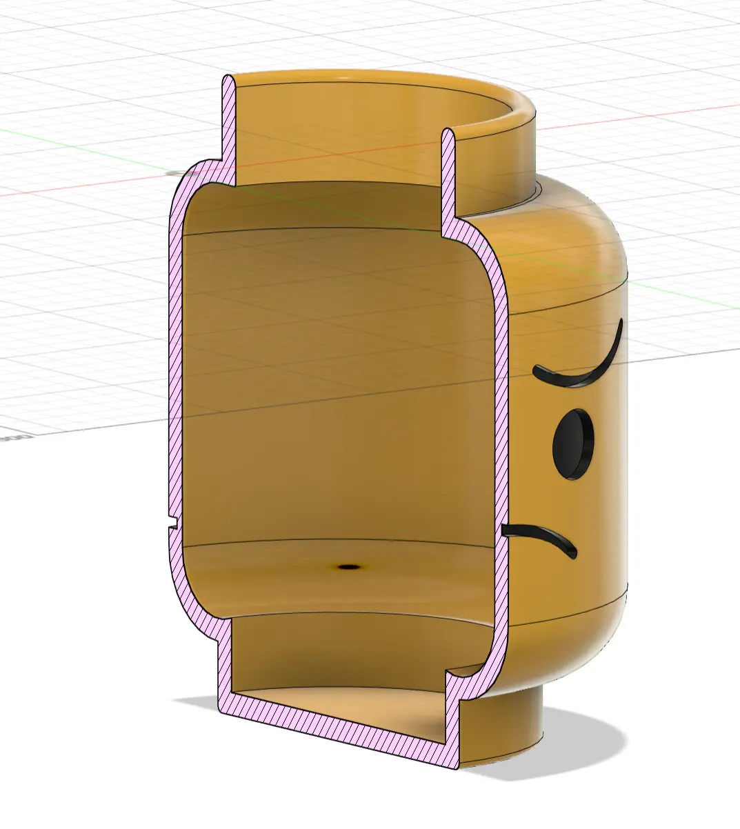 Pencil case Minifigure Head with happy/sad faces standalone