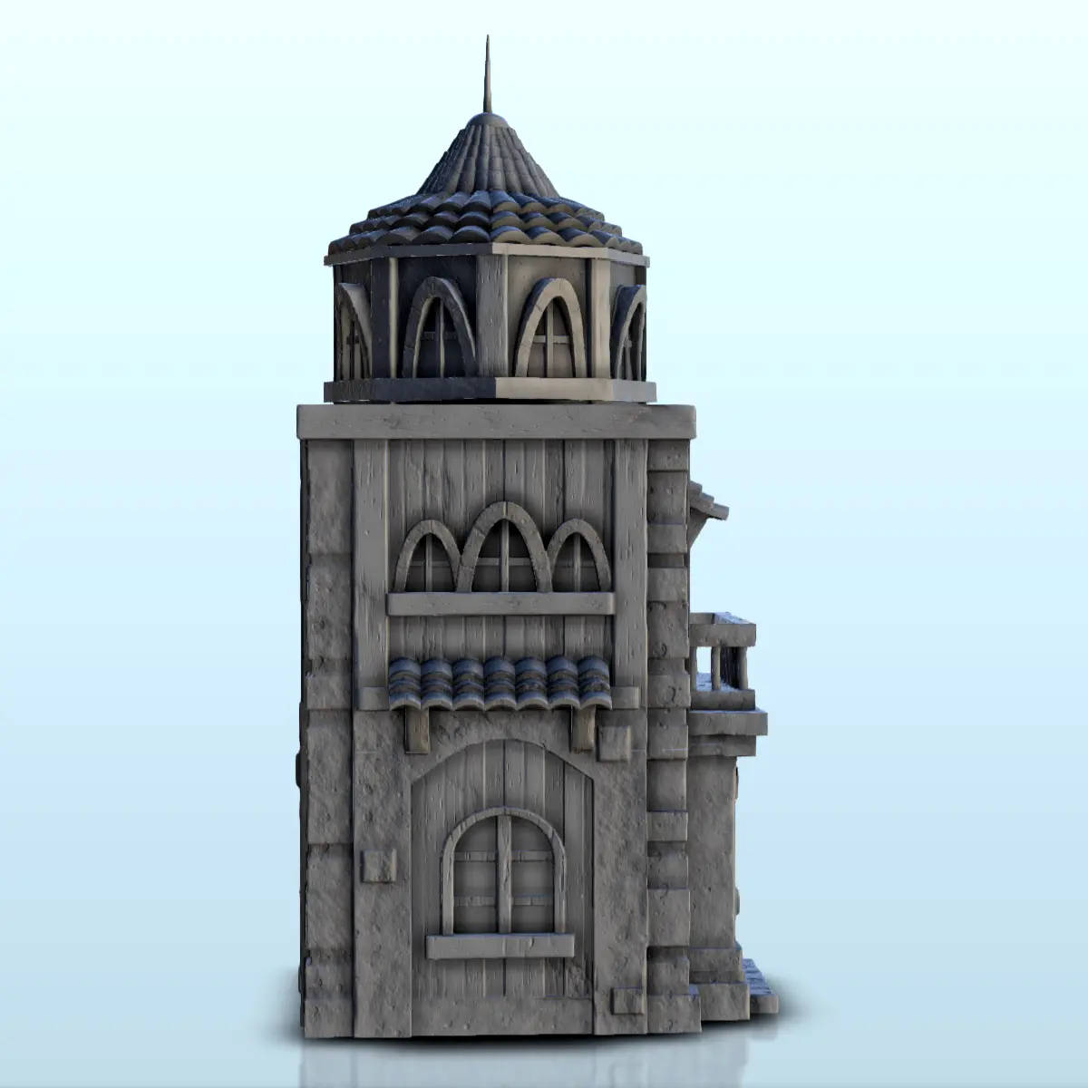 Torre medieval con tejado de tejas (7) - escenografía medieval mini