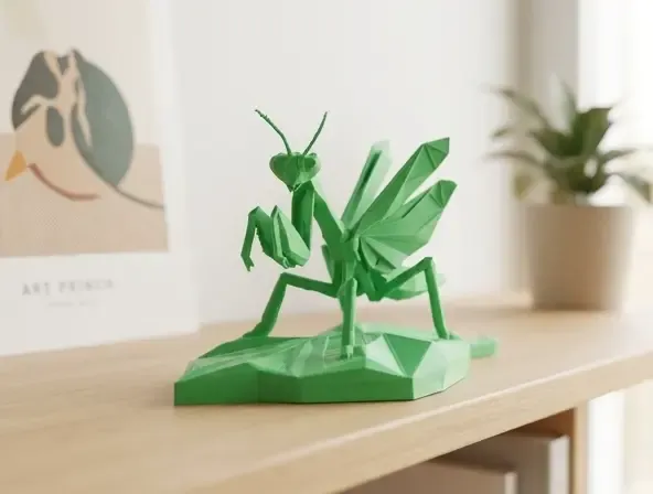 Low-Poly Praying Mantis Sculpture