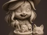 Bruja con caldero y gato negro-2