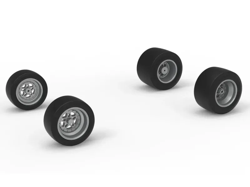 Set di ruote per auto Pavement Silver Crown in scala 1:25