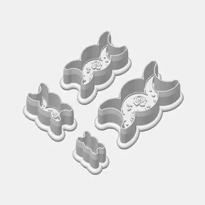 Triple Moon V01-01 Floral Design Stamp with Mold Cutter