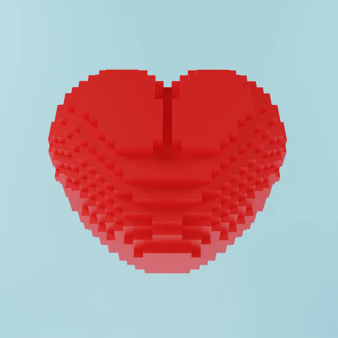 corazón de 8 bits 3D
