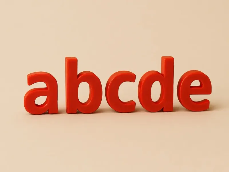 3D-gedruckte Verdana-Alphabetbuchstaben - Kleinbuchstaben