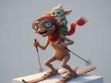 E.T. and Grogu skiing-0