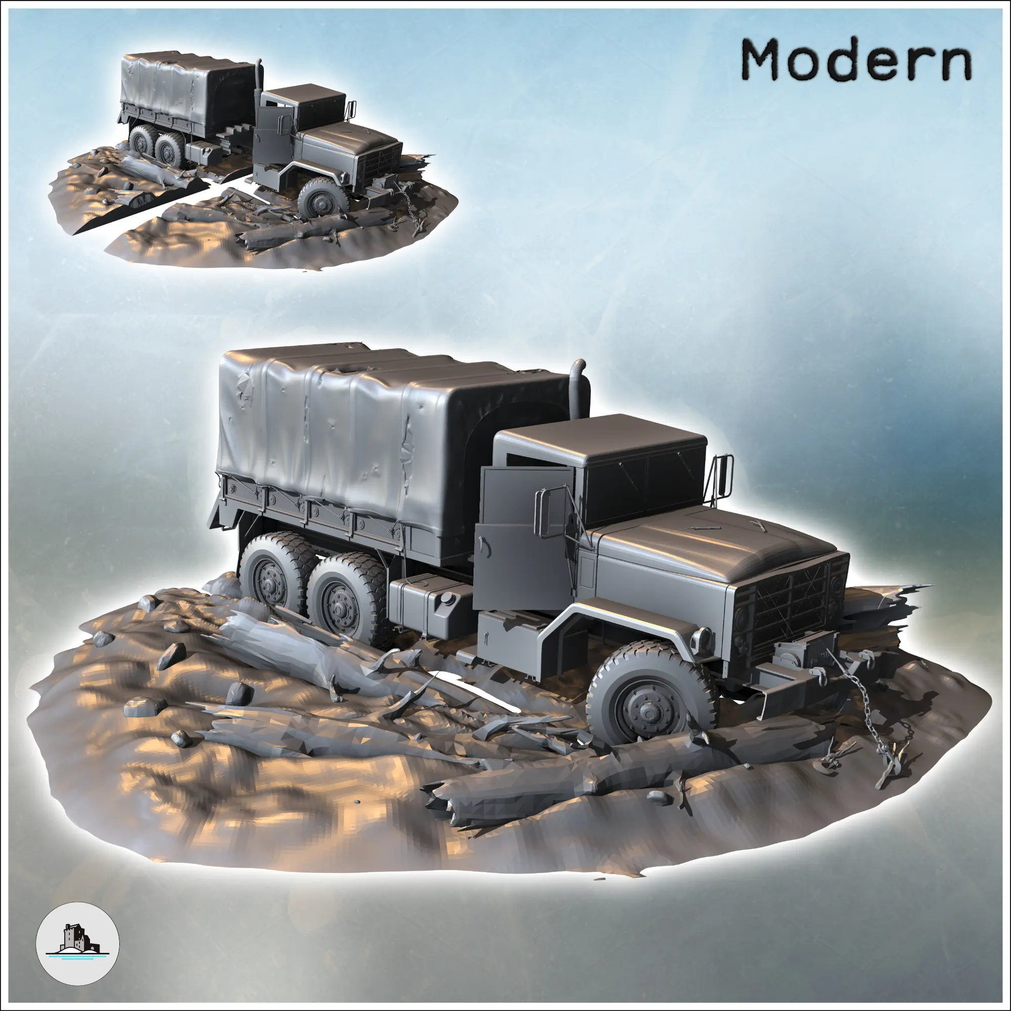 Covered transport truck body with tree trunks (1) - miniatur