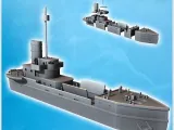 Modern cargo ship with open hold, observation mast, and life-0