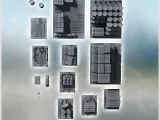 Set of ammunition depot accessories with shells, barrels, an-3
