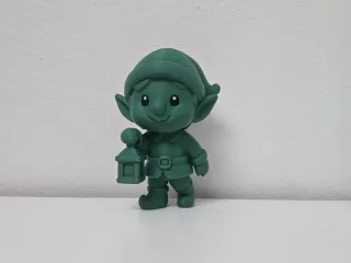 Smiling Elf with Lantern Christmas Figure