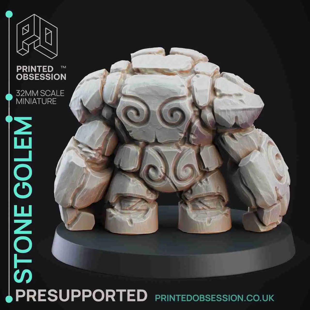 Stone Golem - Construct - PRESUPPORTED - D&D 32mm