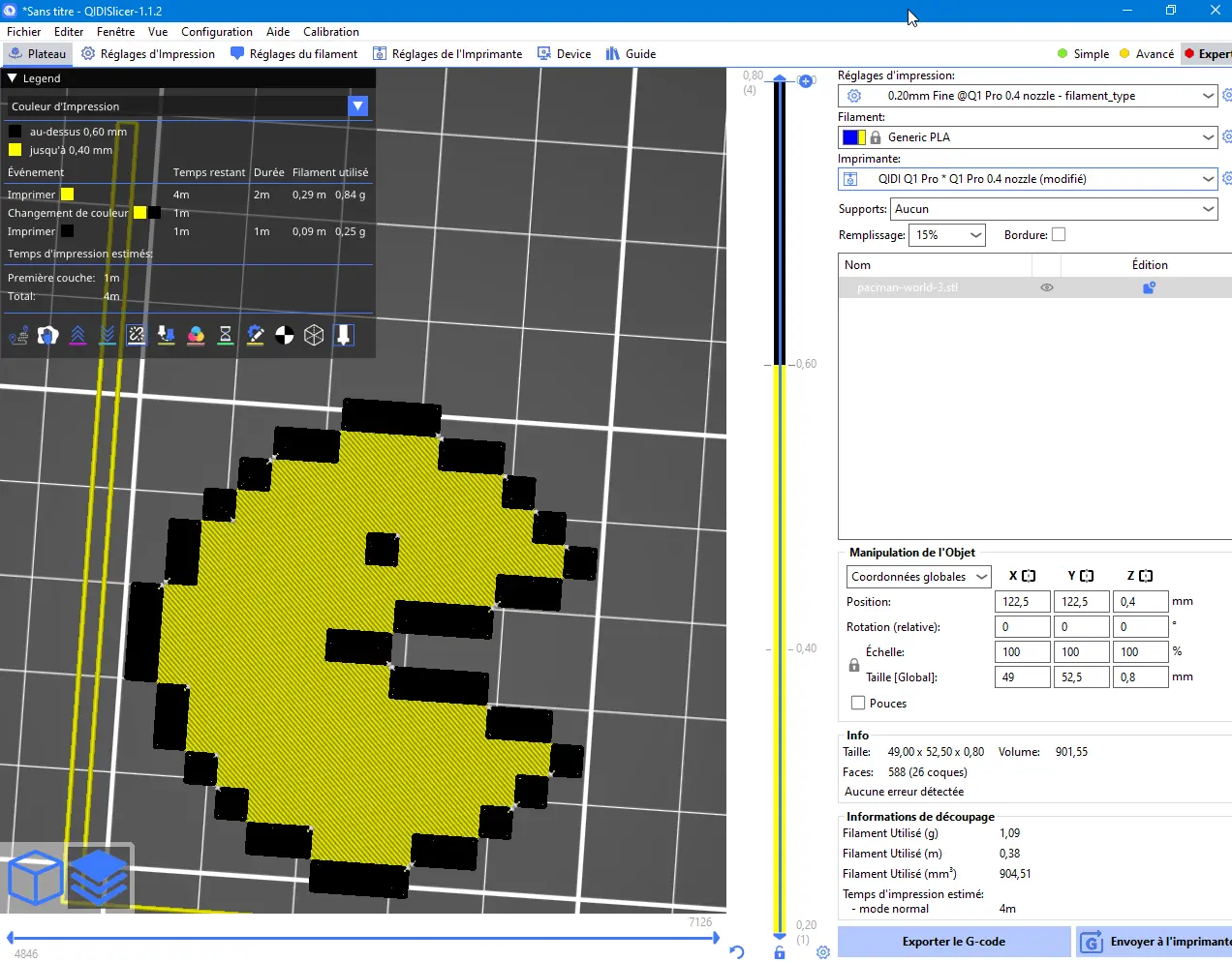 Pacman, with 1 filament changes