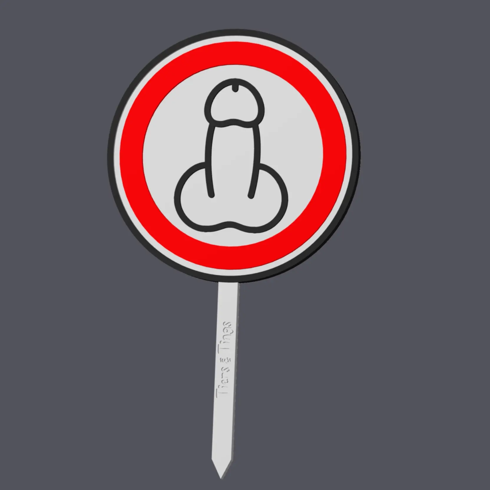 Penis Forbidden - Traffic Sign - Caketopper v1