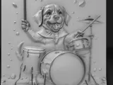 dog playing drums-0