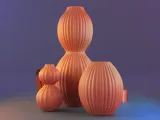 Spherical grooved vase set-4