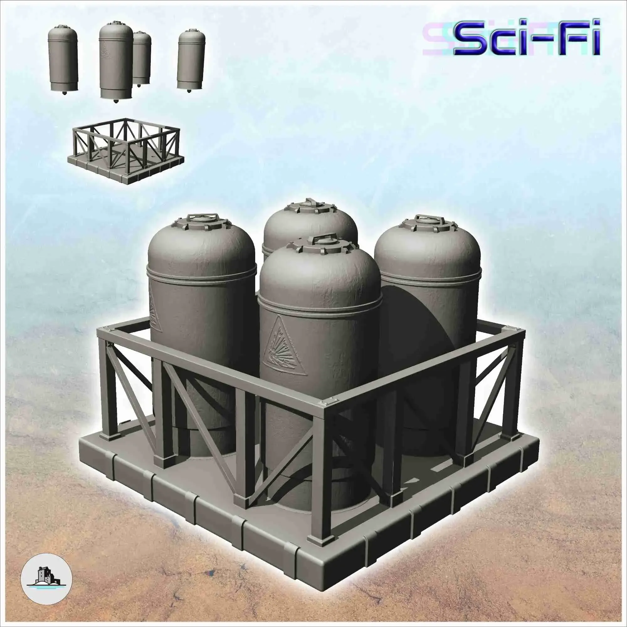 Cryogenic storage platform with four silos (21) - science fi
