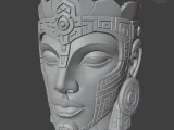 Ancient Maya Planter STL – Decorative Head Flower Pot-1