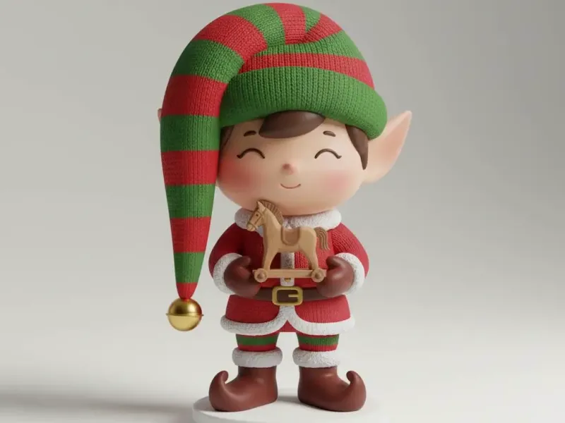 Cute Christmas Elf Figurine 3D Print – Holiday Decorative Ch