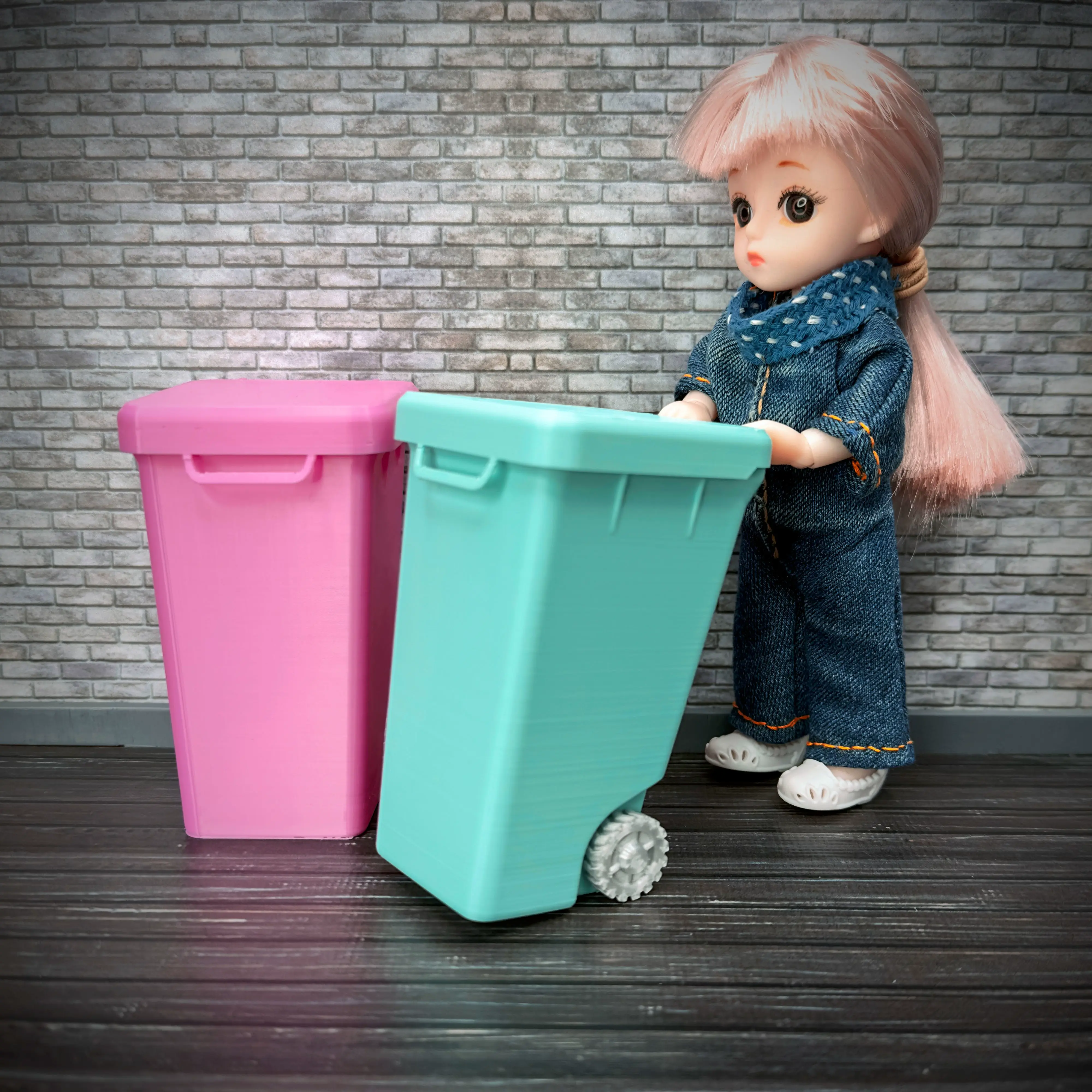 1:12 Scale Miniature Street Trash Bin