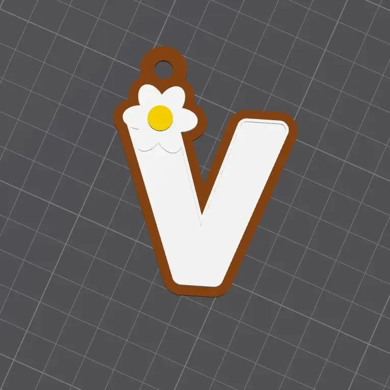 V capital letter flower keychain