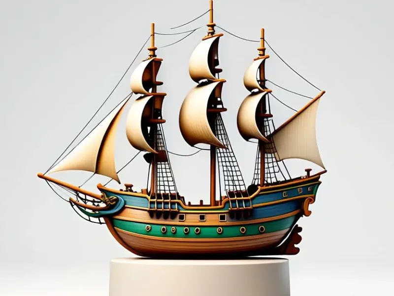 3232 Pirate Sailing Ship with Cannons — Style Minimalist STL