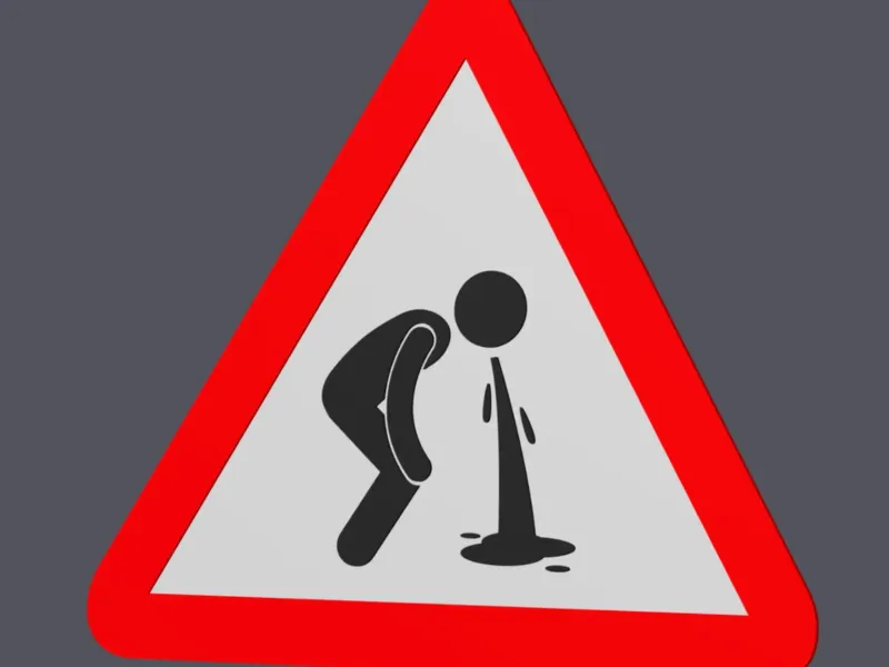 Vomit Warning - Traffic Sign - Wall Art