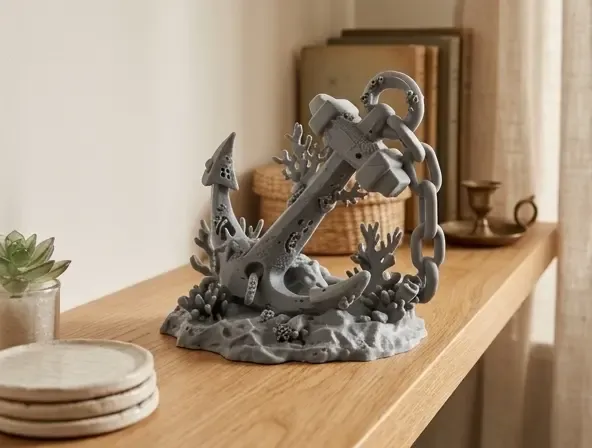 Sunken Anchor with Coral Reef and Chain