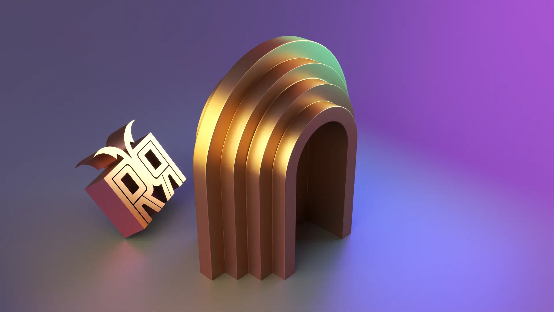 Arco forma escritorio decoración objeto 02