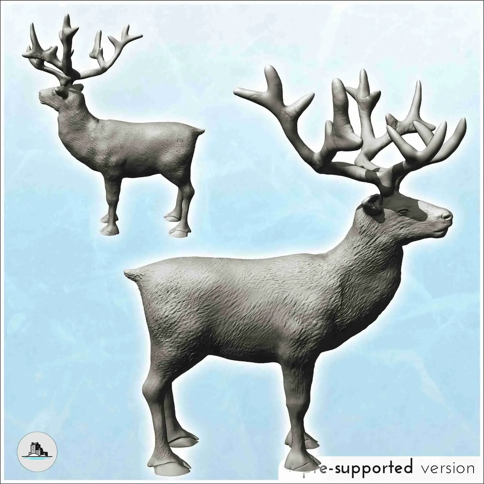 Deer with antlers (6) - miniatures animal RPG tabletop scene