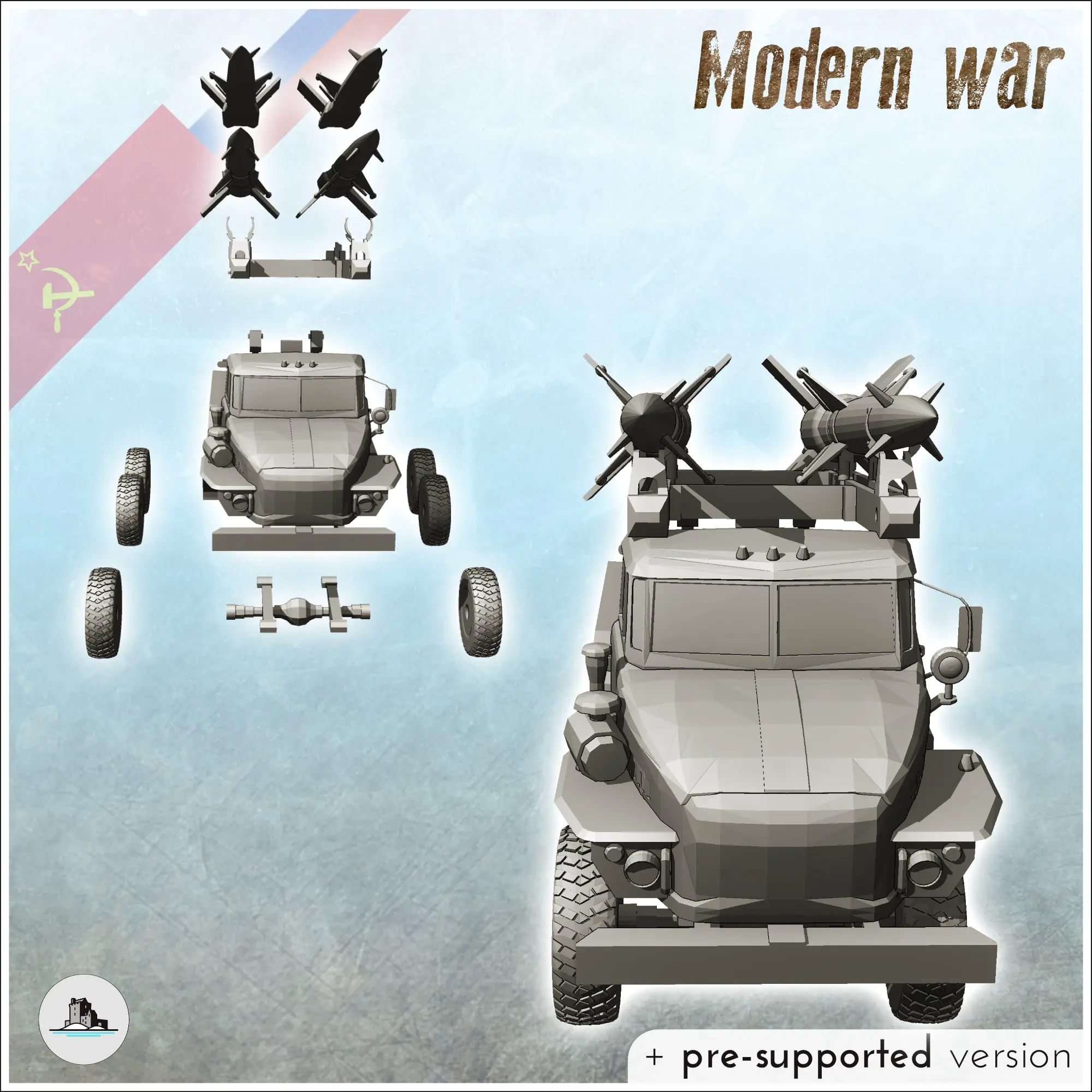 S-125 Neva Pechora SA-3 Goa SAM missiles truck - miniatures