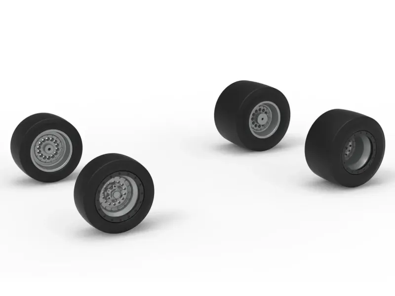 Wheel Set of Vintage Pavement Silver Crown Car Scale 1:25
