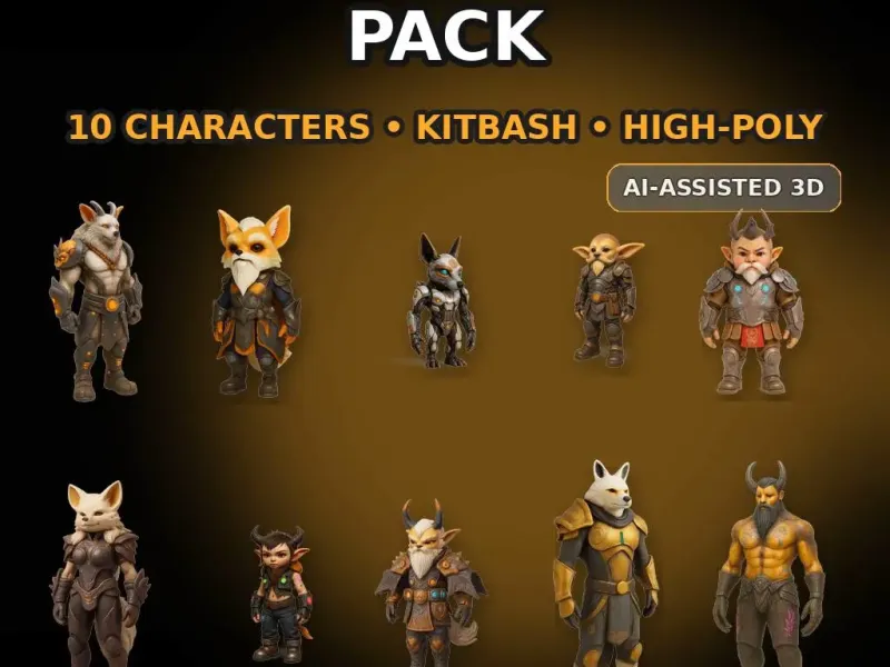 Beastfolk Heroes Pack (10 Characters) – High-Poly Kitbash