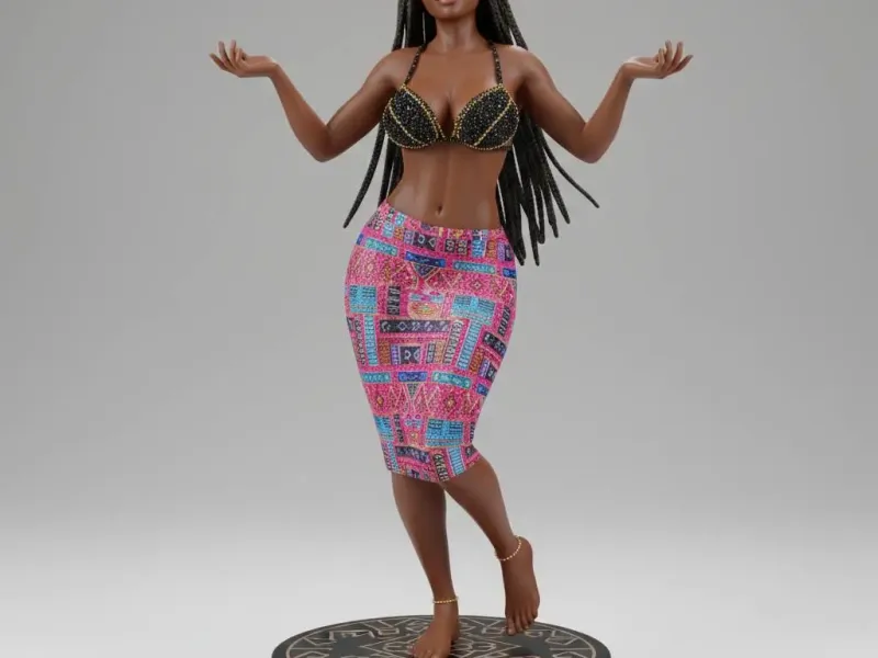 Afro Fashion Beauty Figurine – Elegant Balance Pose