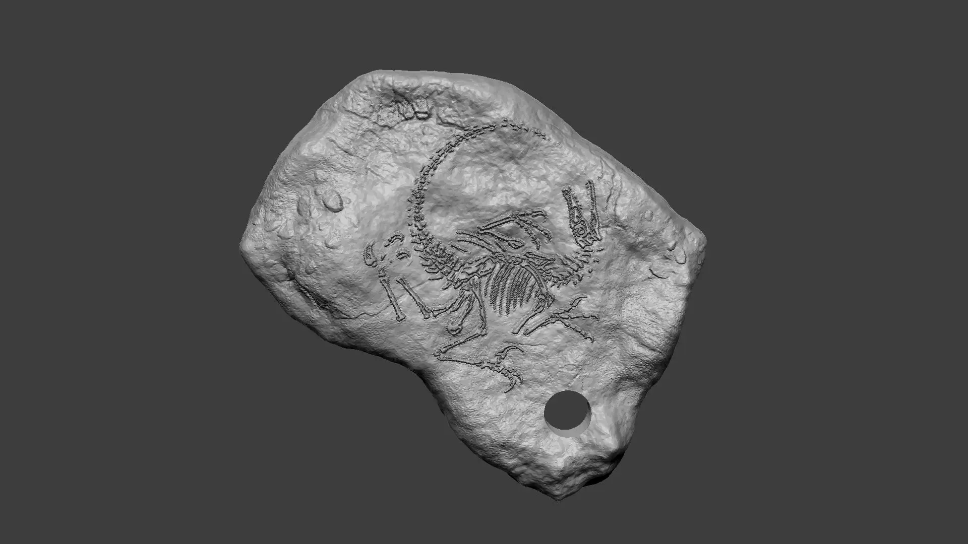 Velociraptor Complete Mineral Fossile - Realistic Printable