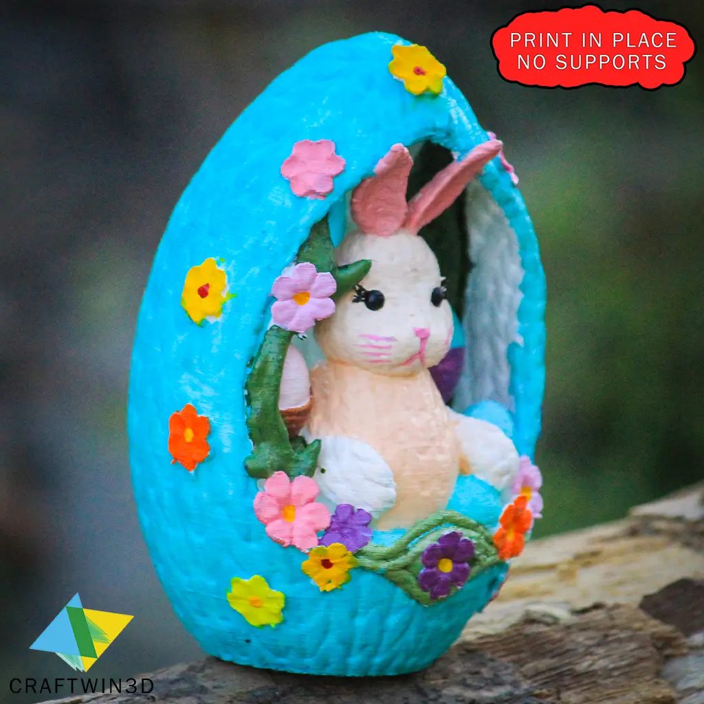 DETAILED CROCHET STYLE EASTER BUNNY, EGGS, AND FLOWERS
