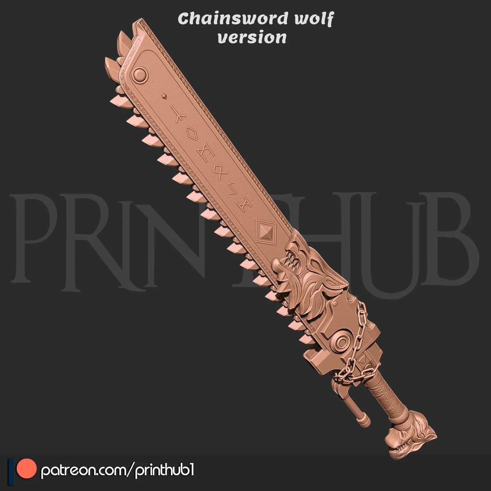 Chainsword wolf from space marine 2 for cosplay stl