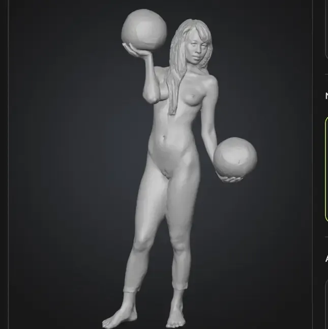 Nude girl with soccer balls