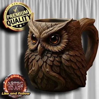 Owl Fantasy Wood Mug ❤️