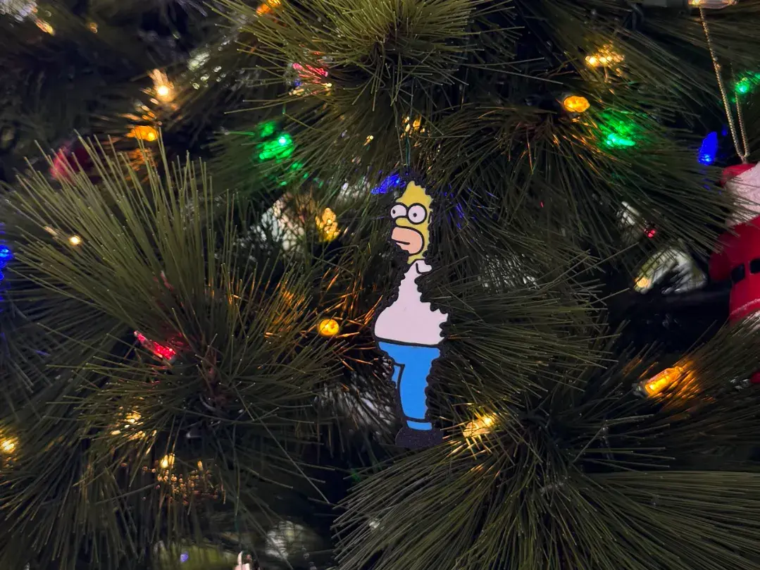 Homer Simpson in the Bush meme Christmas Ornament