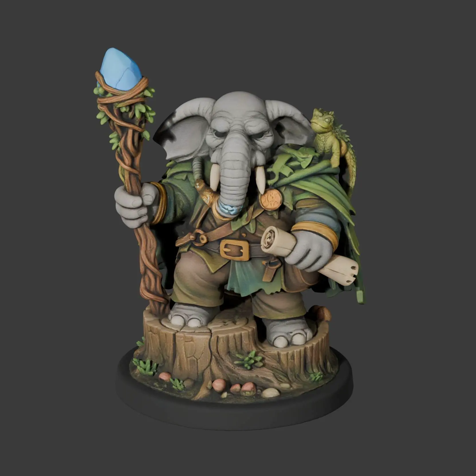 Elder Loxodon Druid – For Hand-Painted Style D&D Miniature